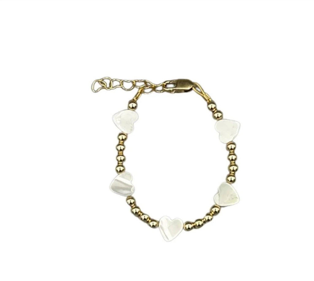 Lil Charms Gold White Hearts Bracelet - Jewelry