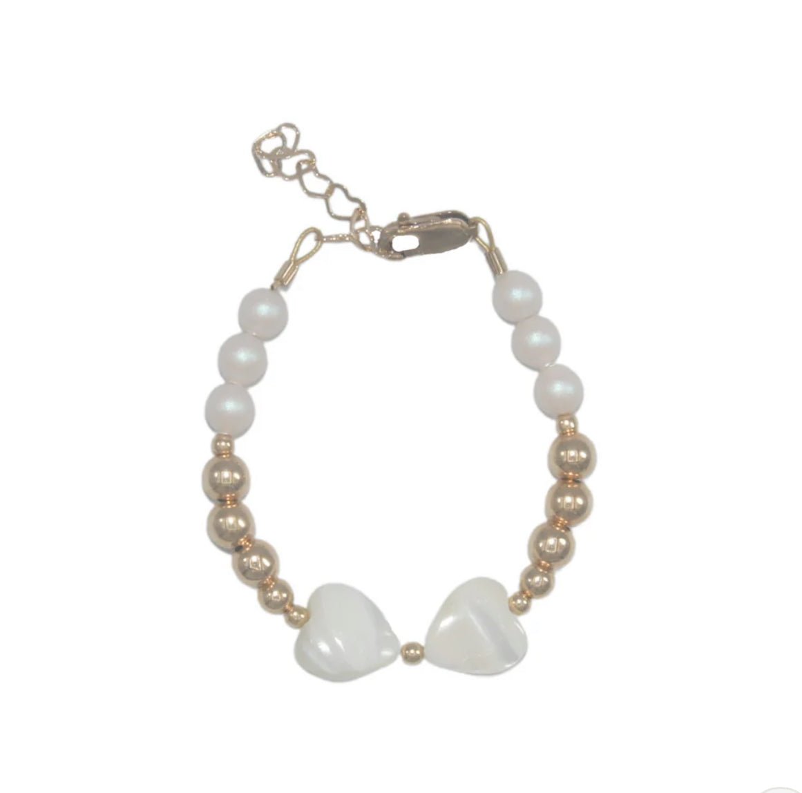 Lil Charms Gold & White Pearl Bow Bracelet - Blissful Bundlz