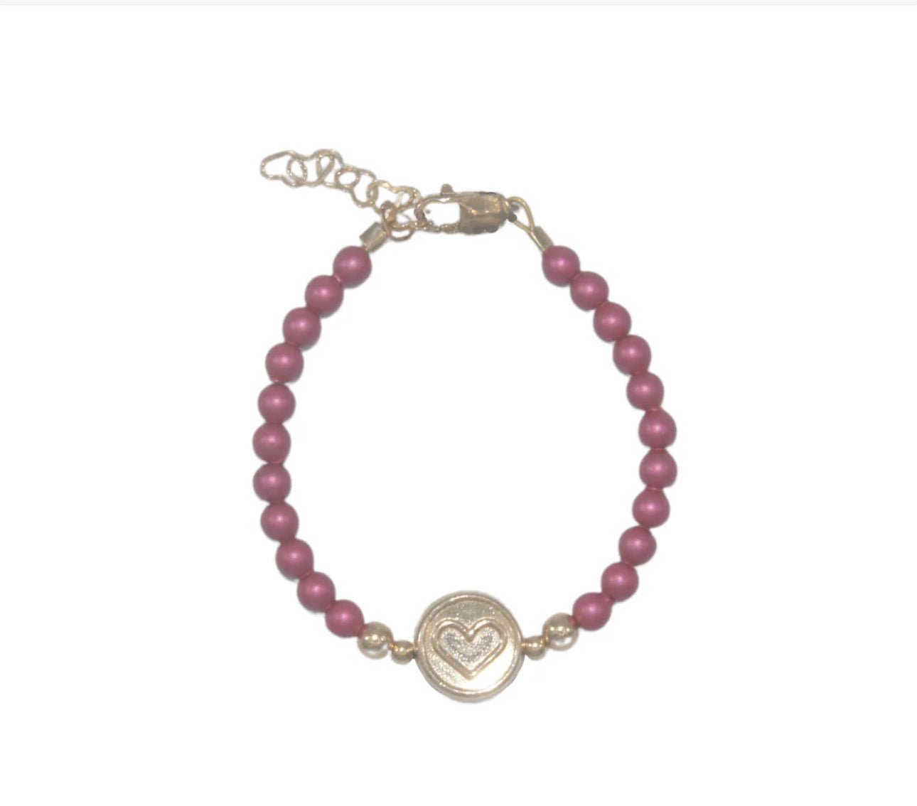 Lil Charms Mulberry with Gold Round Heart Bracelet - Blissful Bundlz