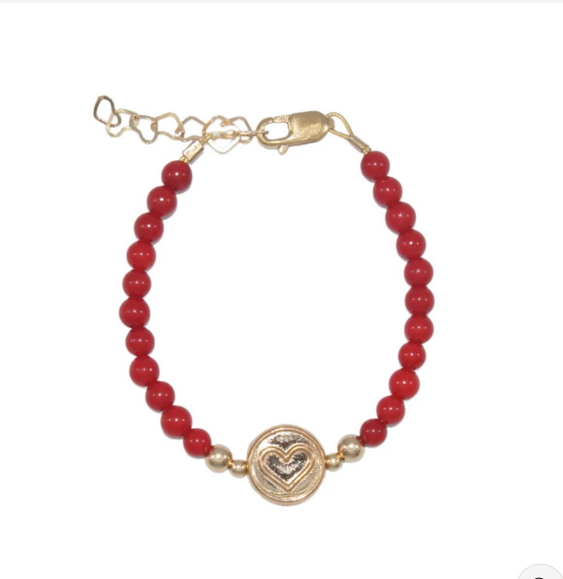 Lil Charms Red with Gold Round Heart Baby Bracelet - Blissful Bundlz