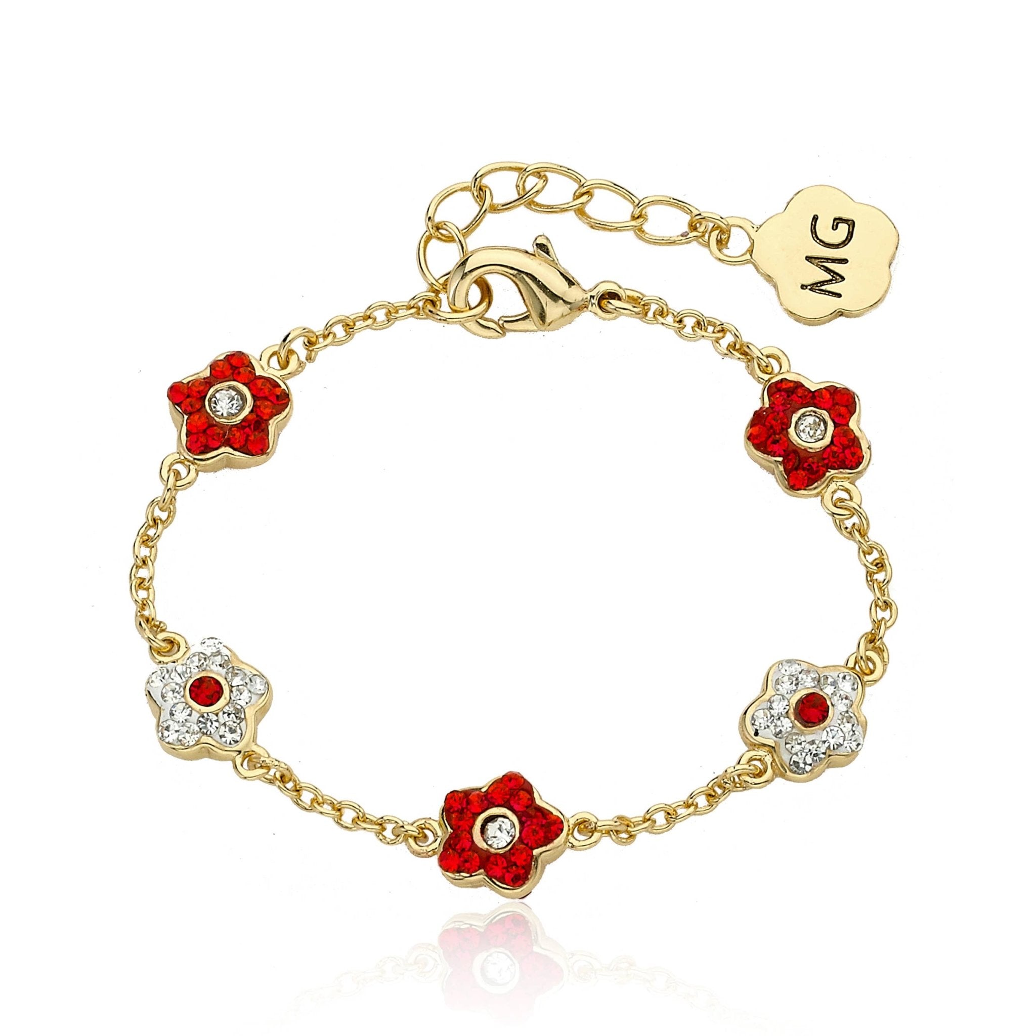 Little Miss Twin Stars - Crystal Flower Chain Bracelet - Jewelry