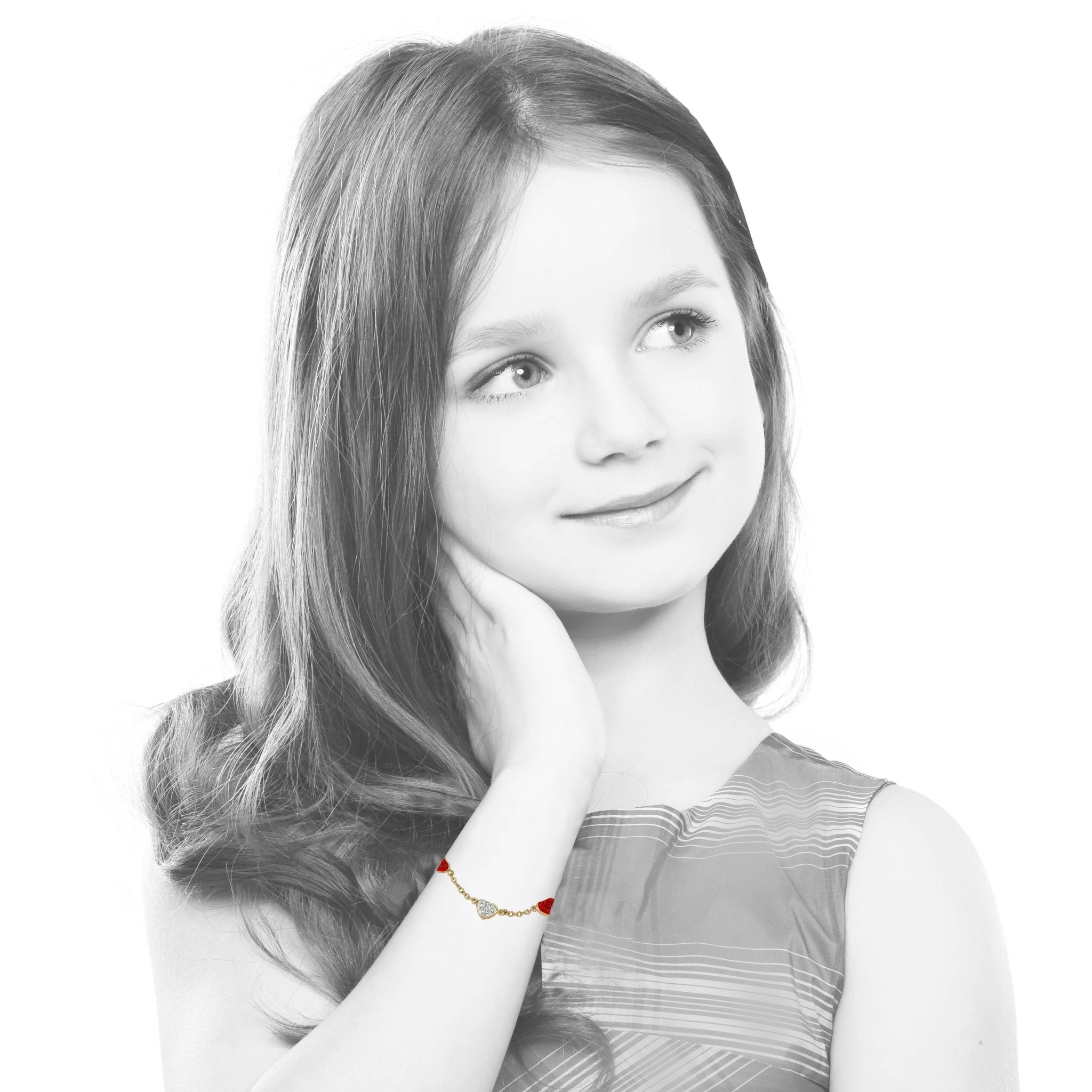 Little Miss Twin Stars - Crystal Heart Chain Bracelet - Jewelry