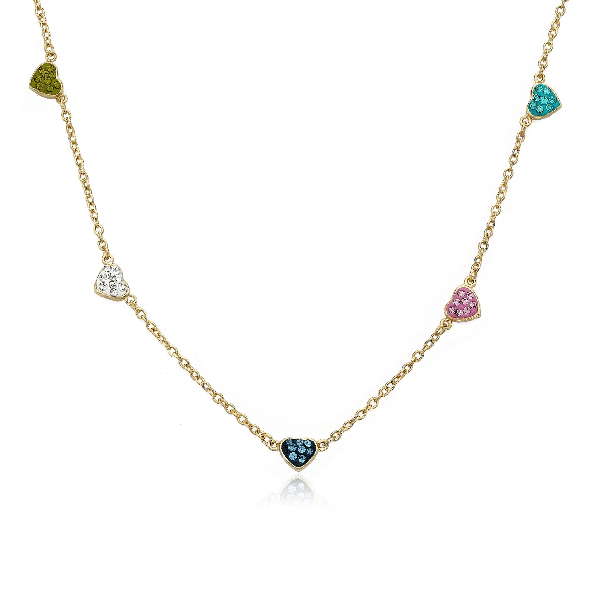 Little Miss Twin Stars - Crystal Hearts Chain Necklace: Multi - Jewelry