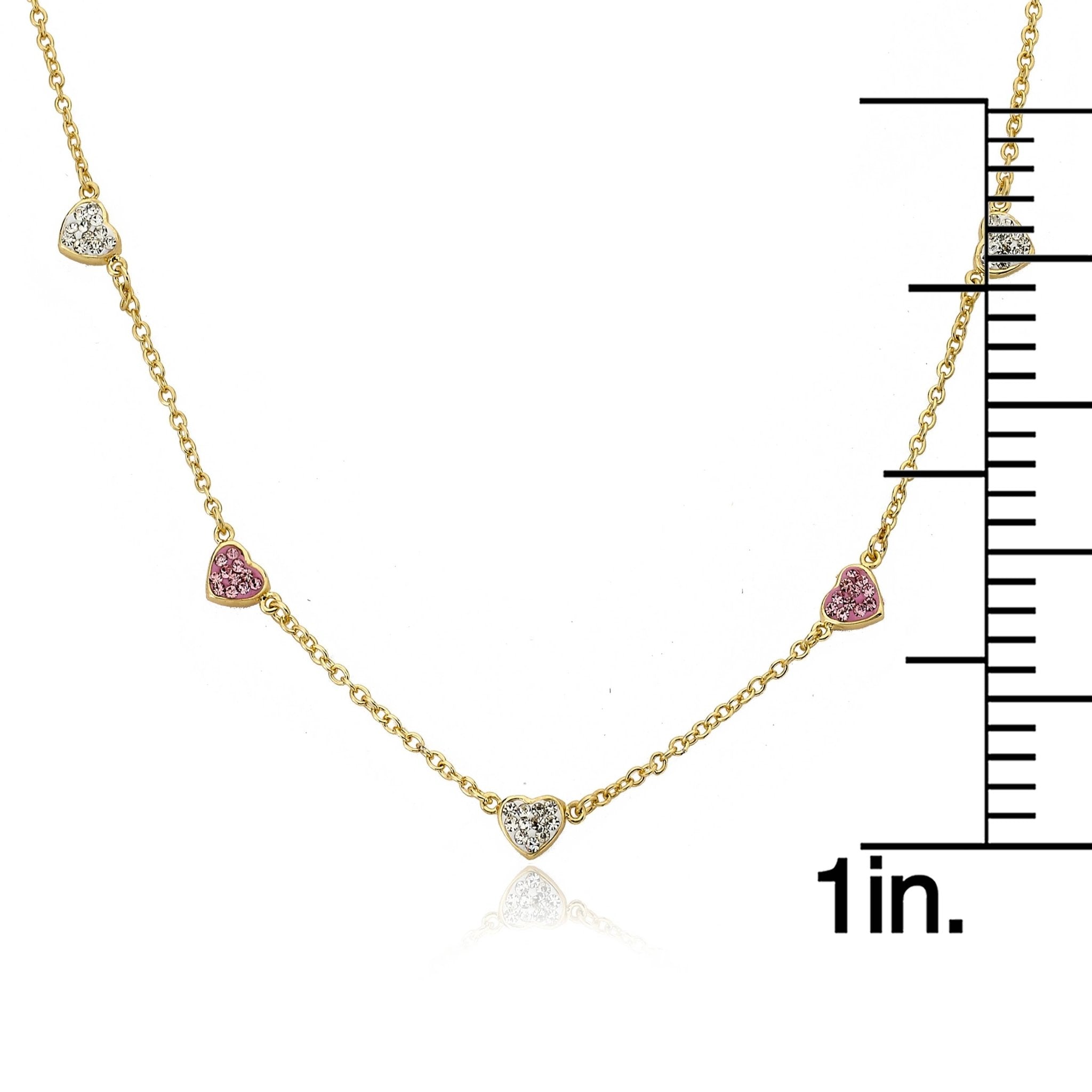 Little Miss Twin Stars - Crystal Hearts Chain Necklace: Pink - 