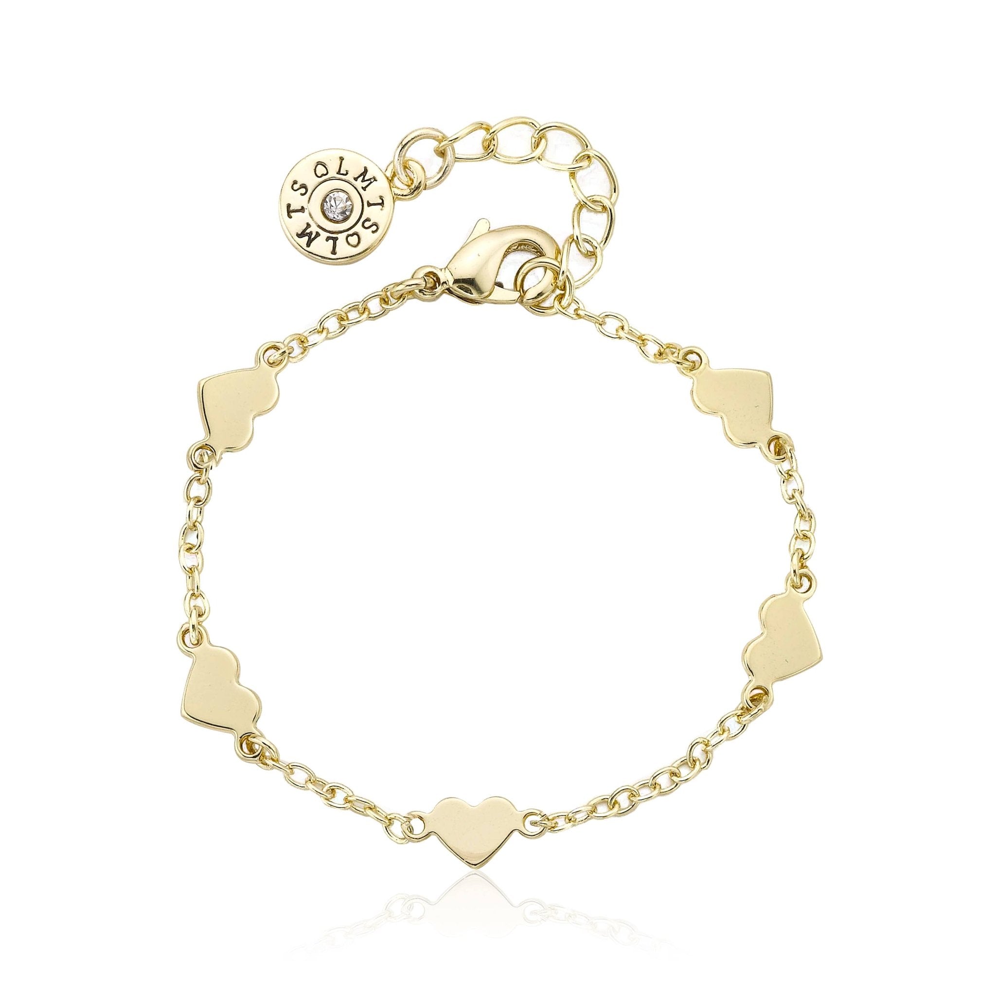 Little Miss Twin Stars - LMTS Classic Gold Heart Station Bracelet - Jewelry