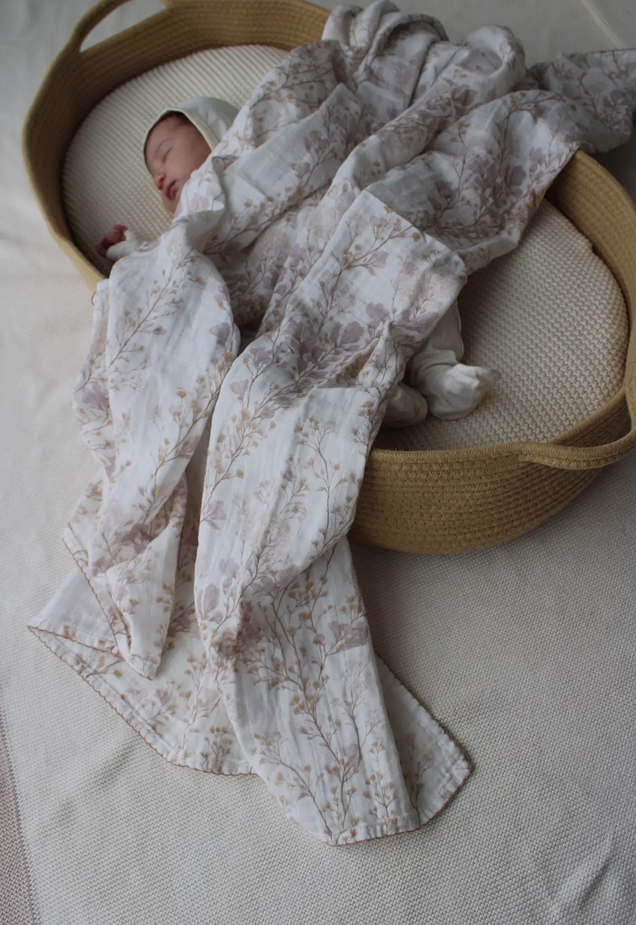 Little Threads Label Delicate Neutral Branches Muslin Blanket - Blissful Bundlz