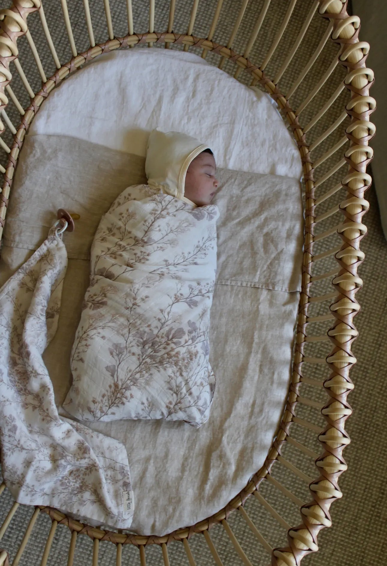 Little Threads Label Delicate Neutral Branches Muslin Blanket - Blissful Bundlz