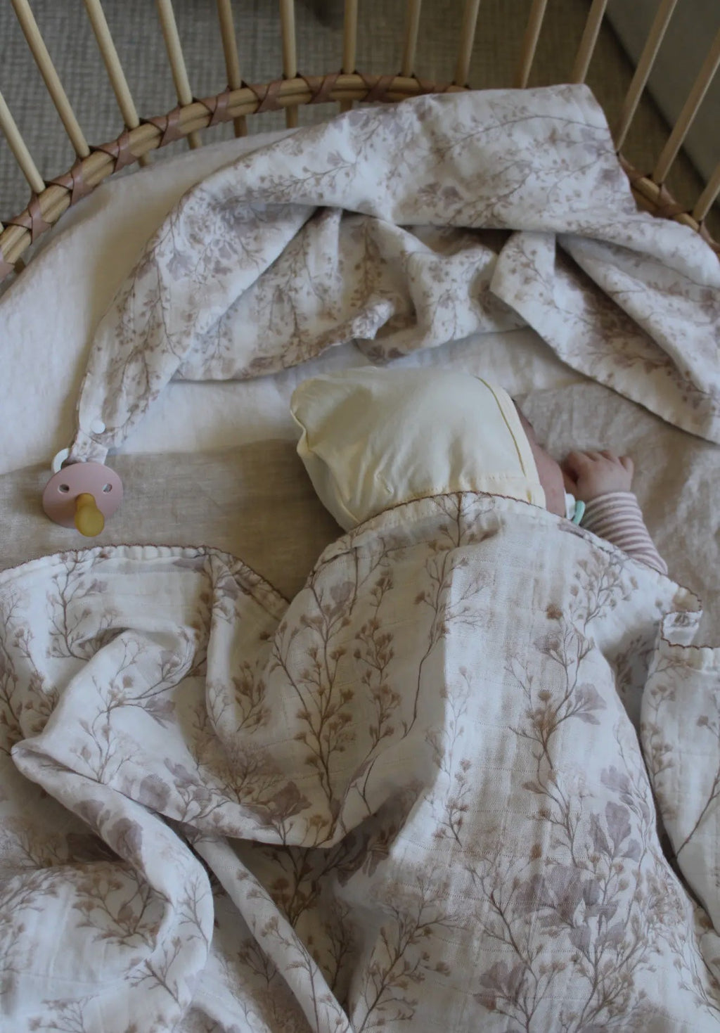 Little Threads Label - Delicate Neutral Branches Muslin Lovey - Blissful Bundlz
