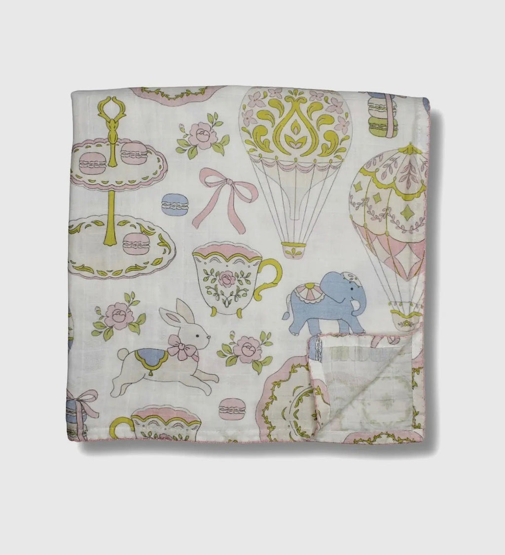 Little Threads Label Dreamy Carousel Muslin Blanket - Muslin Swaddle