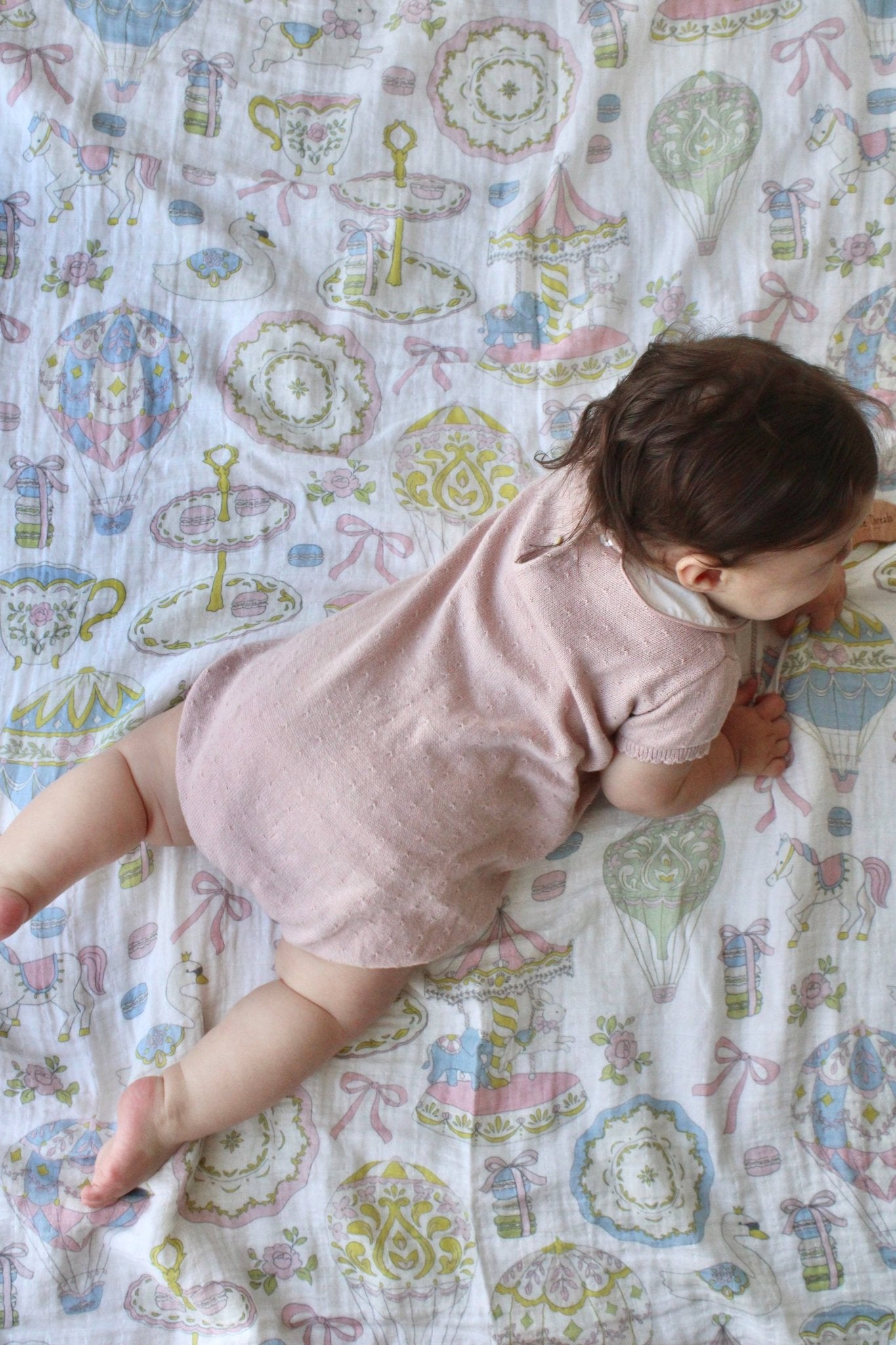 Little Threads Label Dreamy Carousel Muslin Blanket - Muslin Swaddle