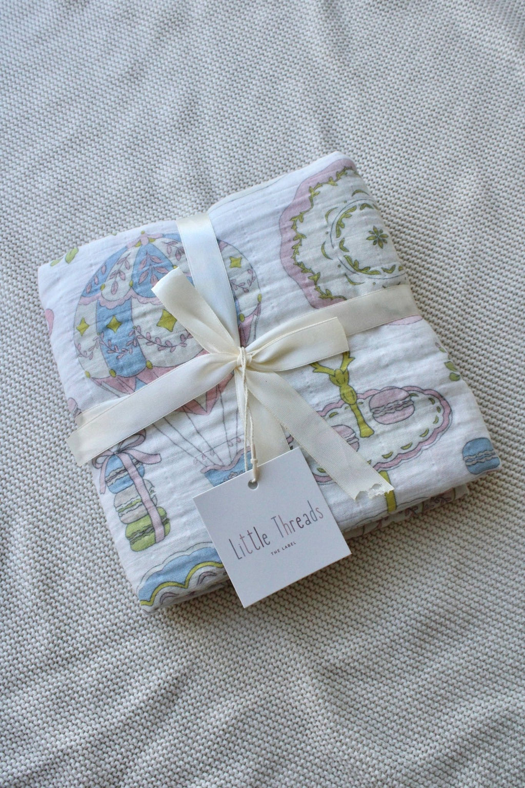 Little Threads Label Dreamy Carousel Muslin Blanket - Muslin Swaddle