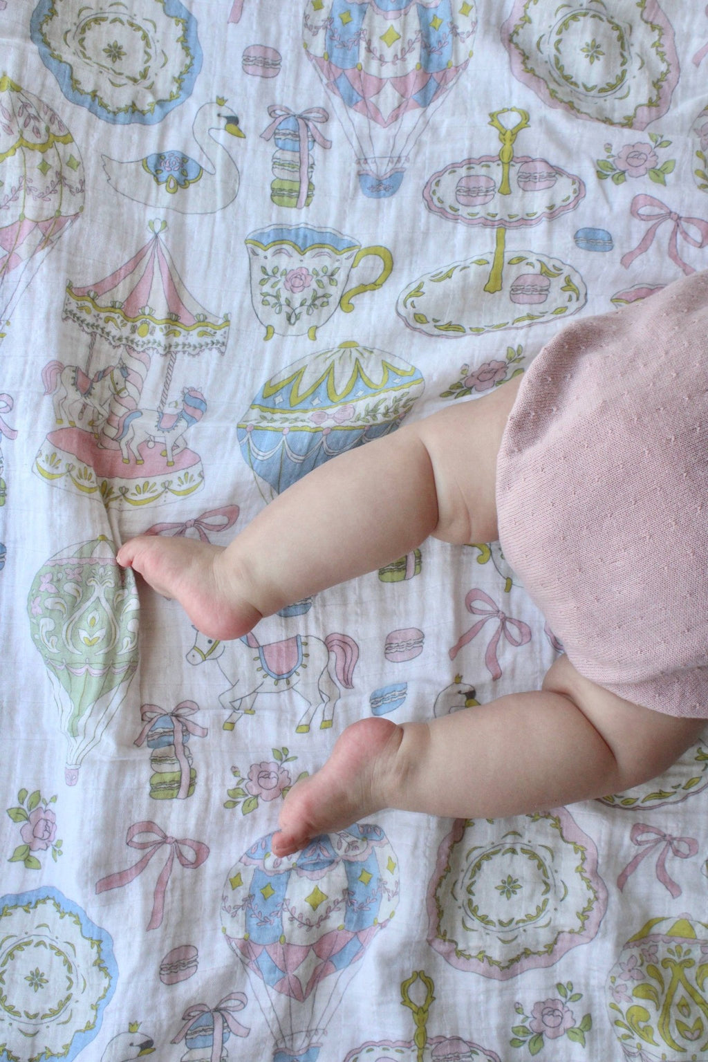 Little Threads Label Dreamy Carousel Muslin Blanket - Muslin Swaddle