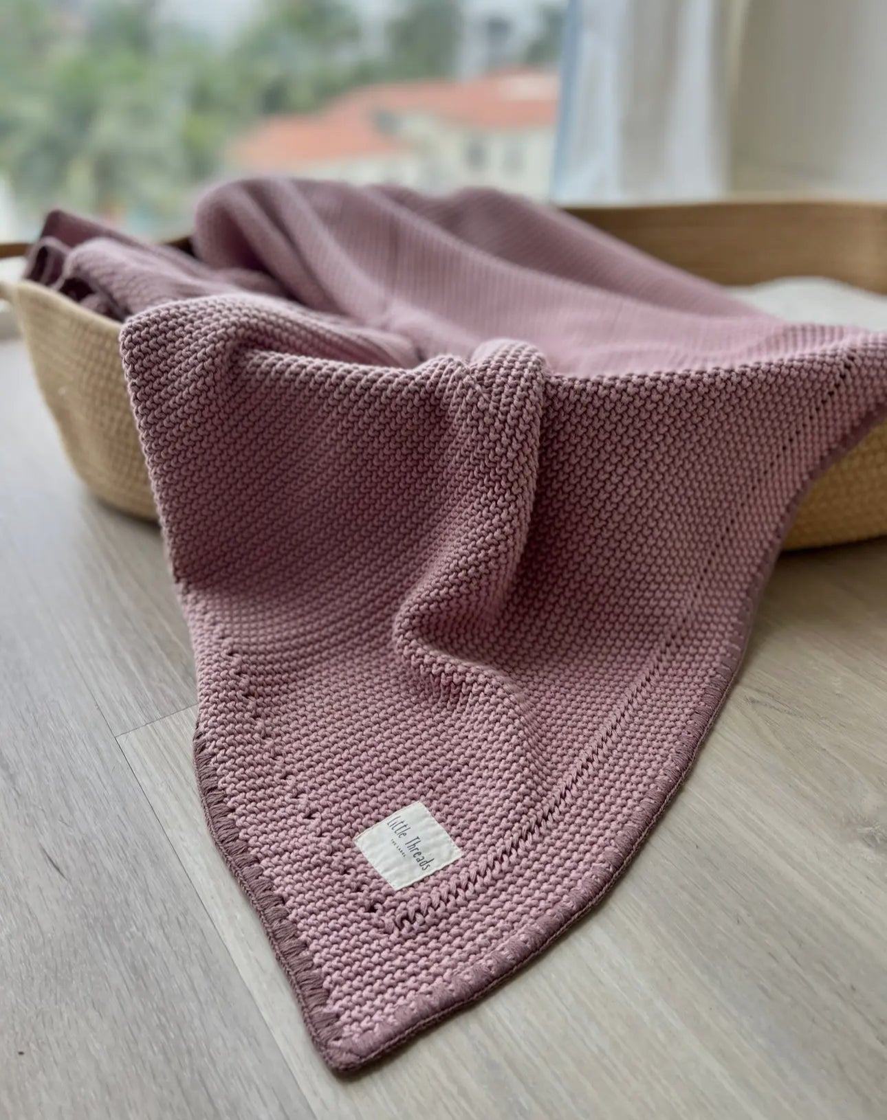 Little Threads Label Mauve Pink Knitted Cotton Blanket - Blissful Bundlz