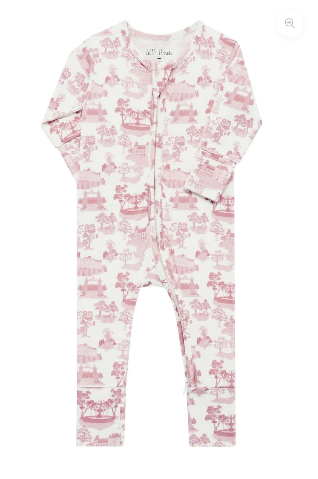 Little Threads Label - Mauve Toile De Jouy Bamboo Wrap Footie - Footie