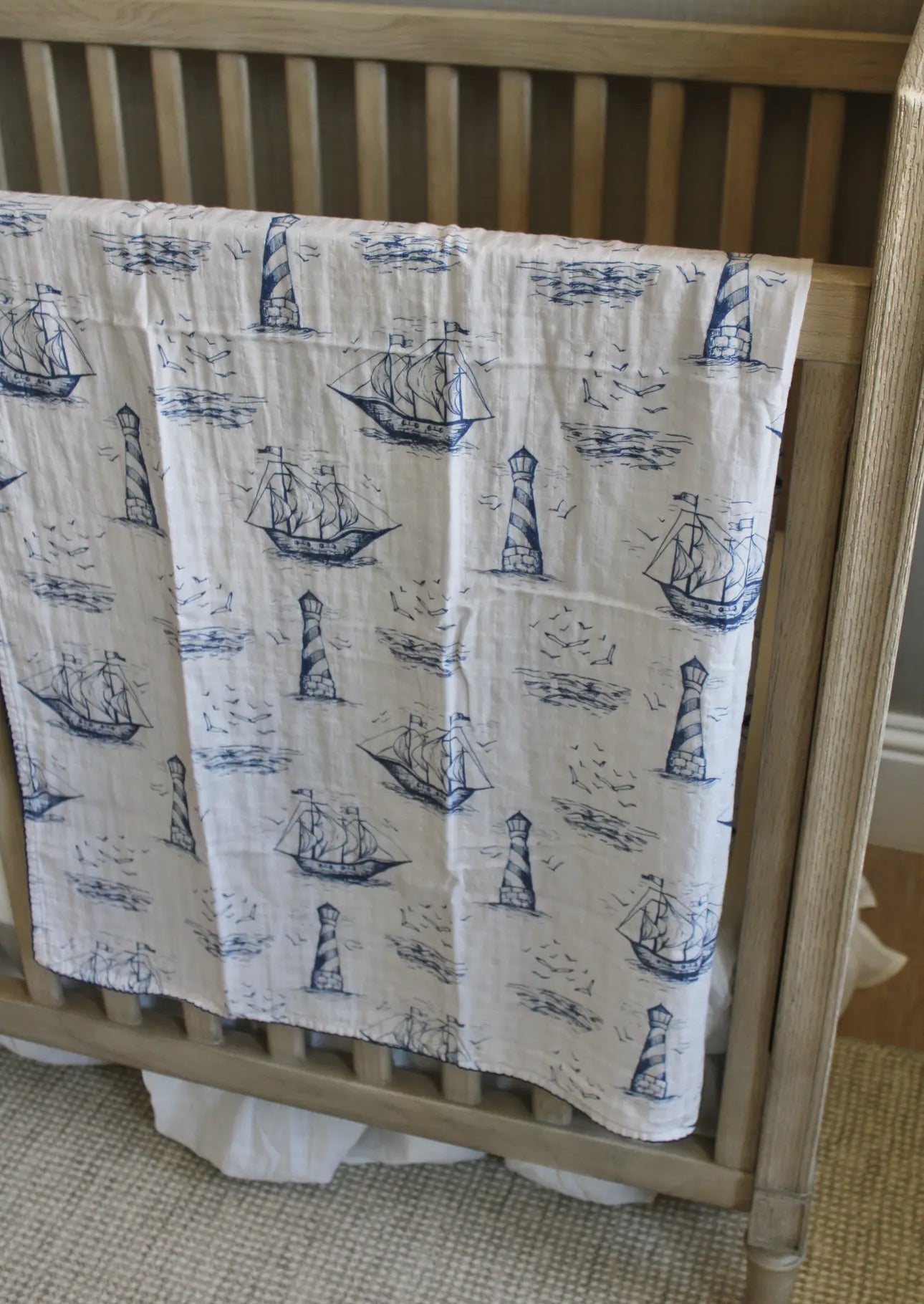 Little Threads Label Nautical Sailor Dream Muslin Blanket - Blissful Bundlz