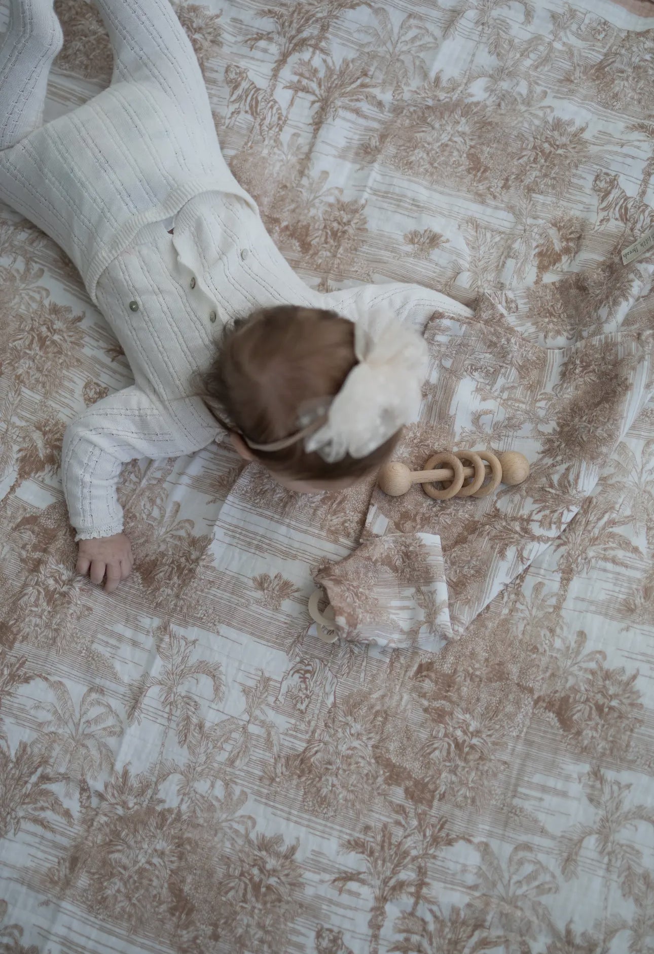 Little Threads Label Neutral Jungle Toile Muslin Blanket - Blissful Bundlz