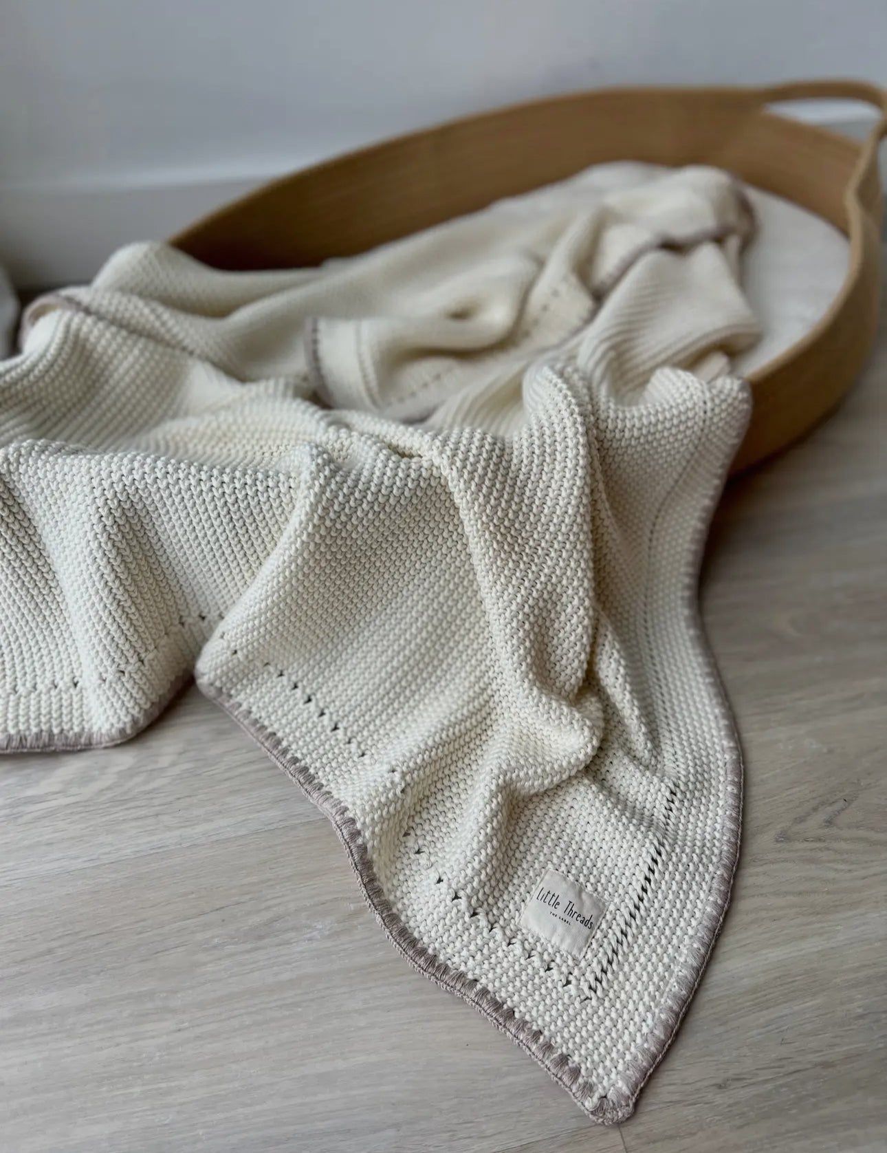 Little Threads Label Oat Cream Knitted Cotton Blanket - Blissful Bundlz