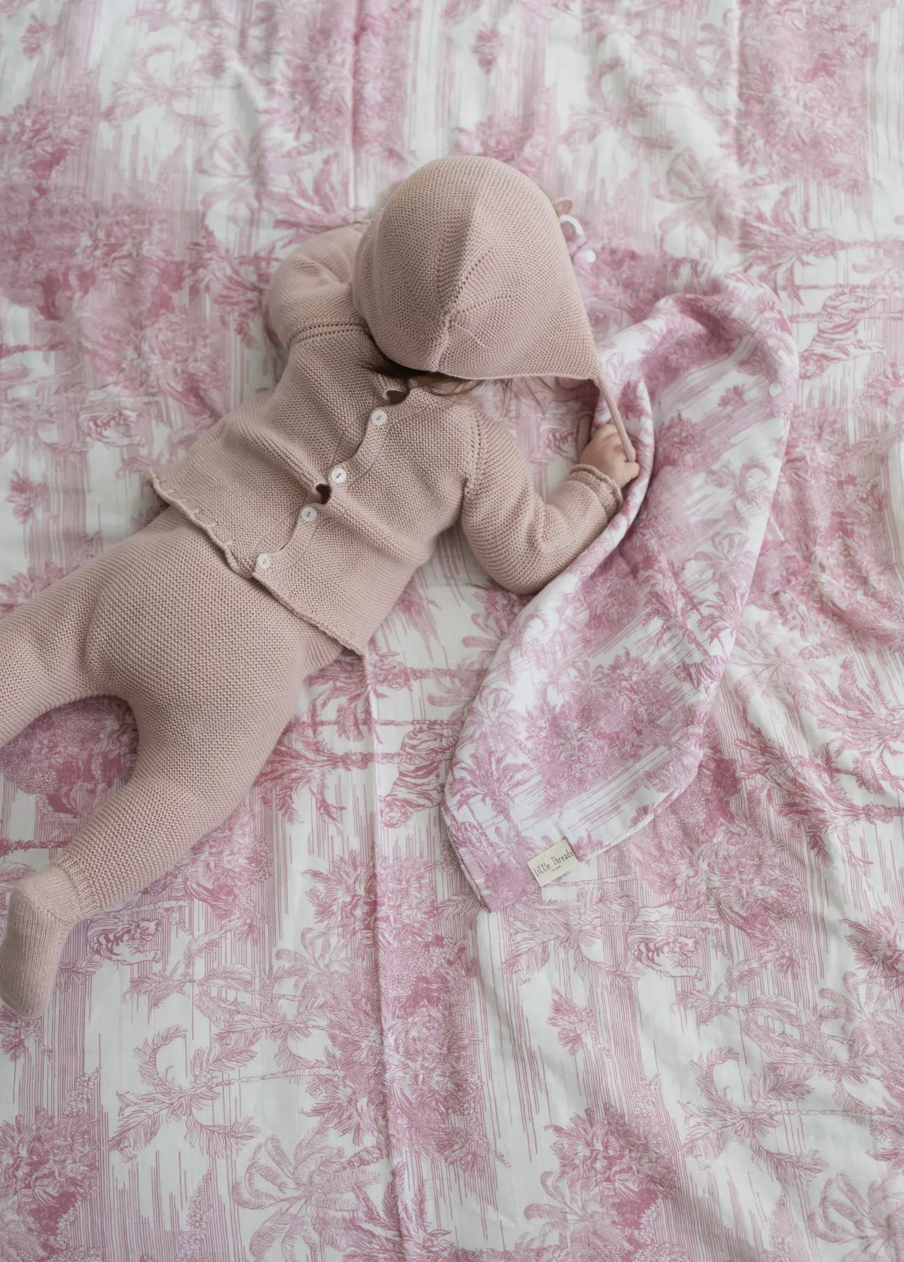 Little Threads Label Pink Jungle Toile Muslin Blanket - Blissful Bundlz