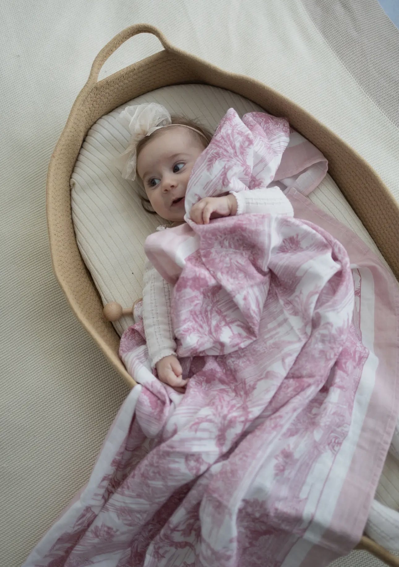 Little Threads Label Pink Jungle Toile Muslin Blanket - Blissful Bundlz