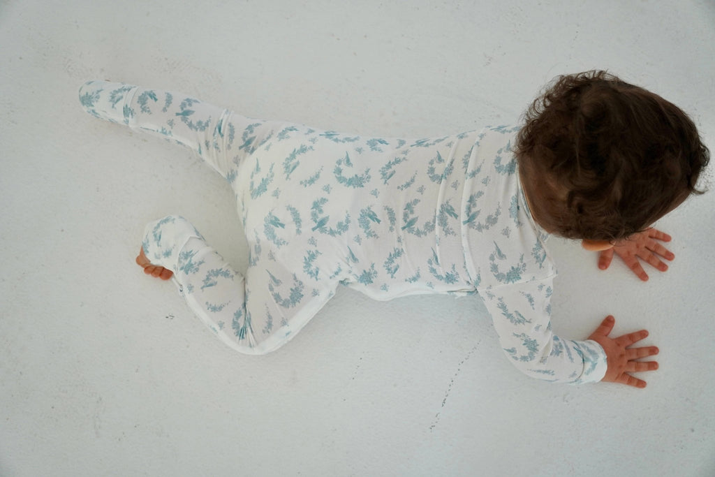 Little Threads - Little Blue Bird Bamboo Wrap Footie - Blissful Bundlz