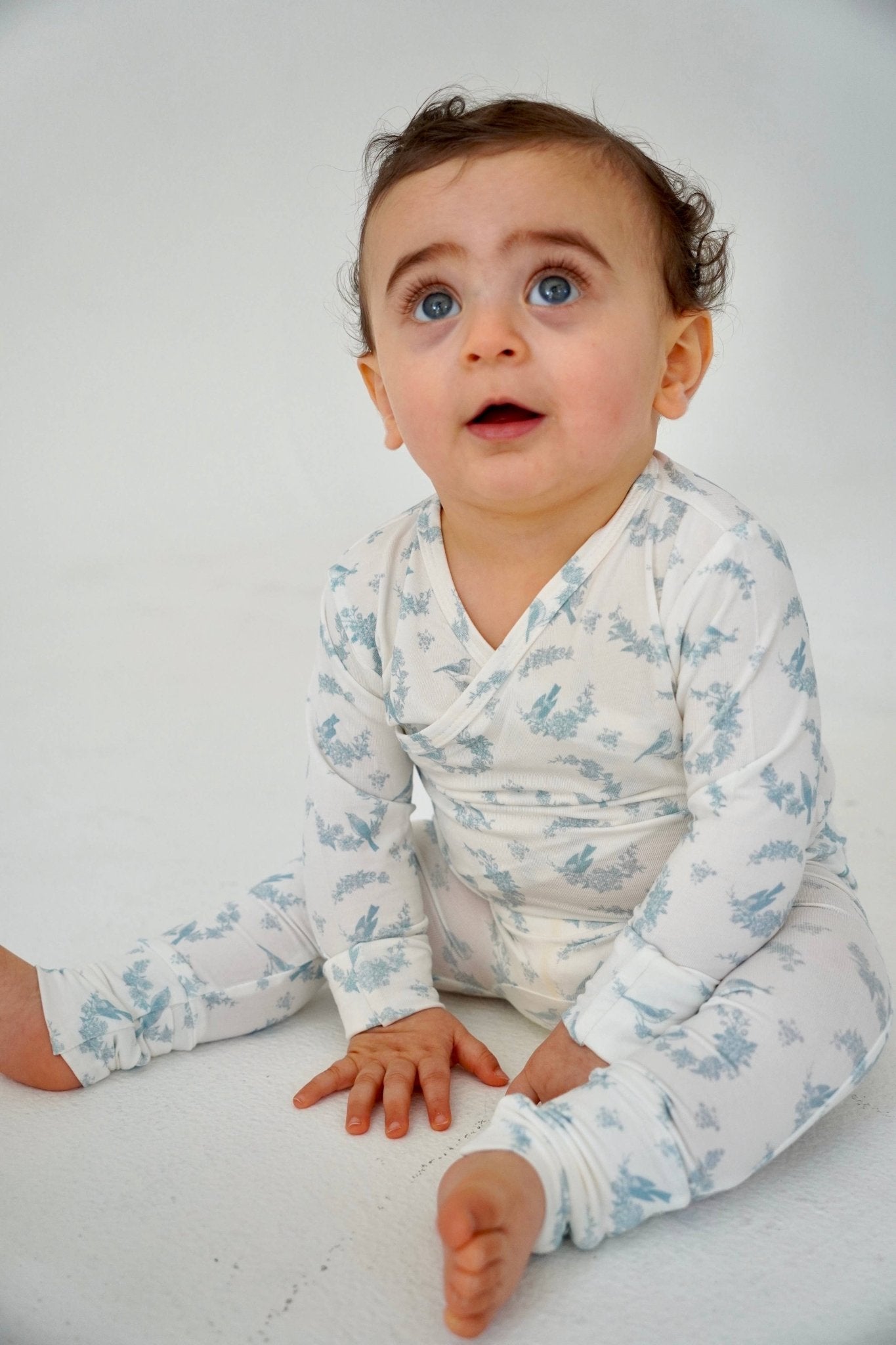 Little Threads - Little Blue Bird Bamboo Wrap Footie - Blissful Bundlz