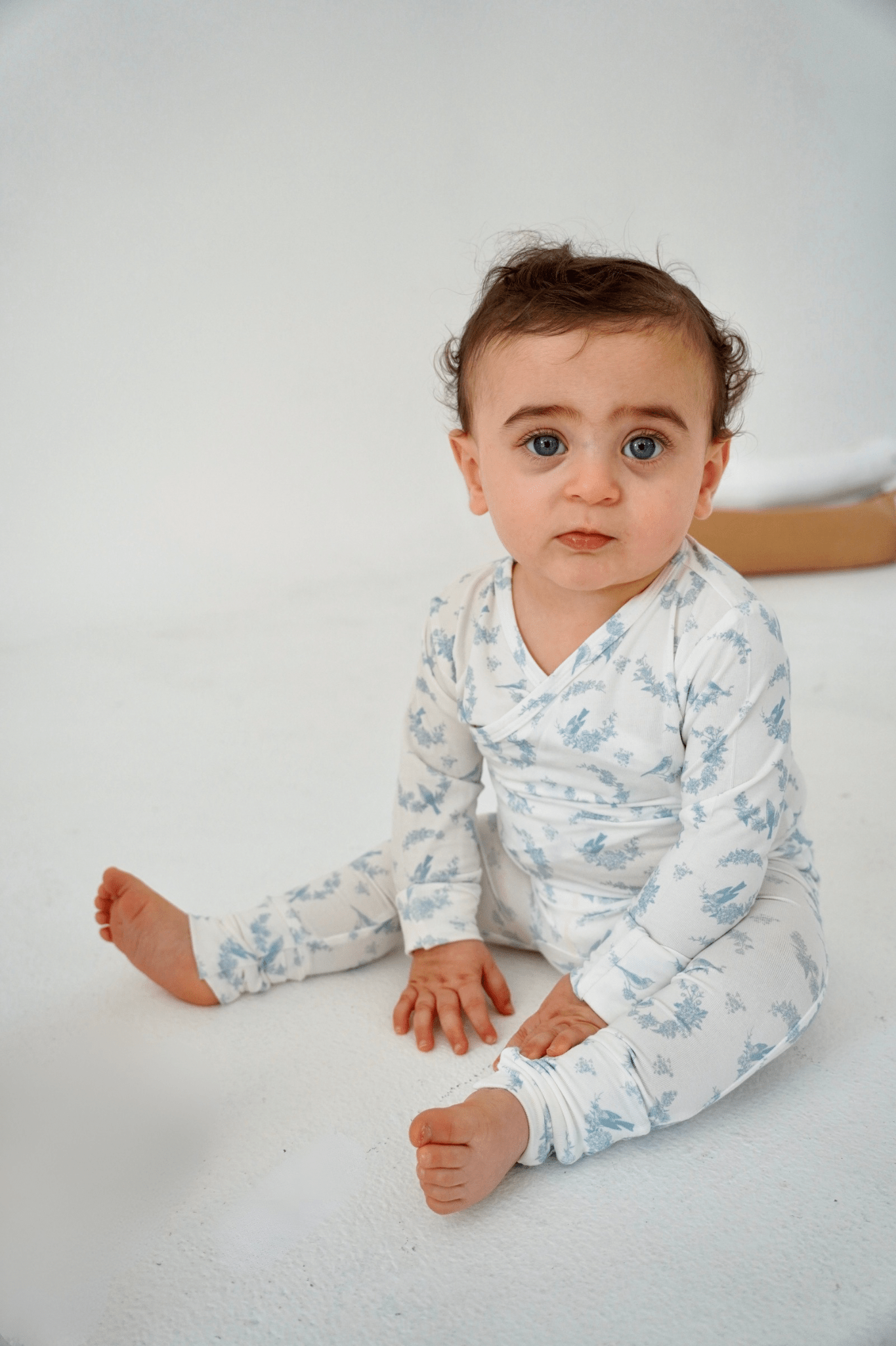 Little Threads - Little Blue Bird Bamboo Wrap Footie - Blissful Bundlz