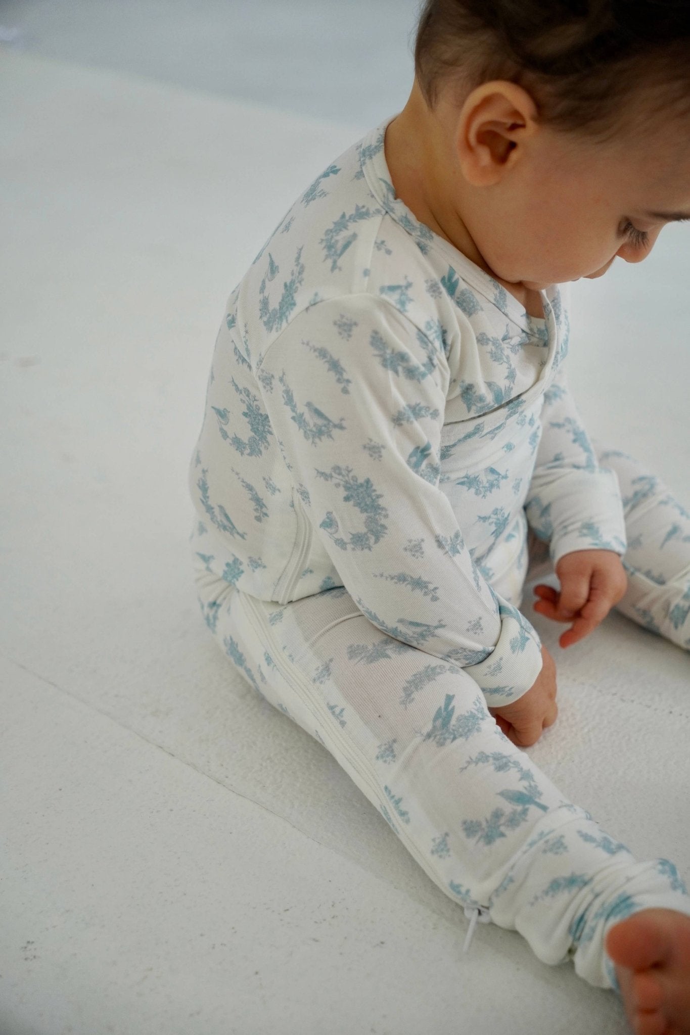 Little Threads - Little Blue Bird Bamboo Wrap Footie - Blissful Bundlz