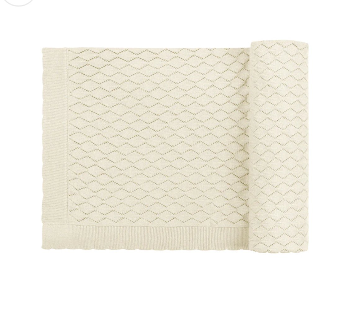 Looms Knits Stitch Collection - Diamond Pointelle Knit Blanket - Natural - Blissful Bundlz
