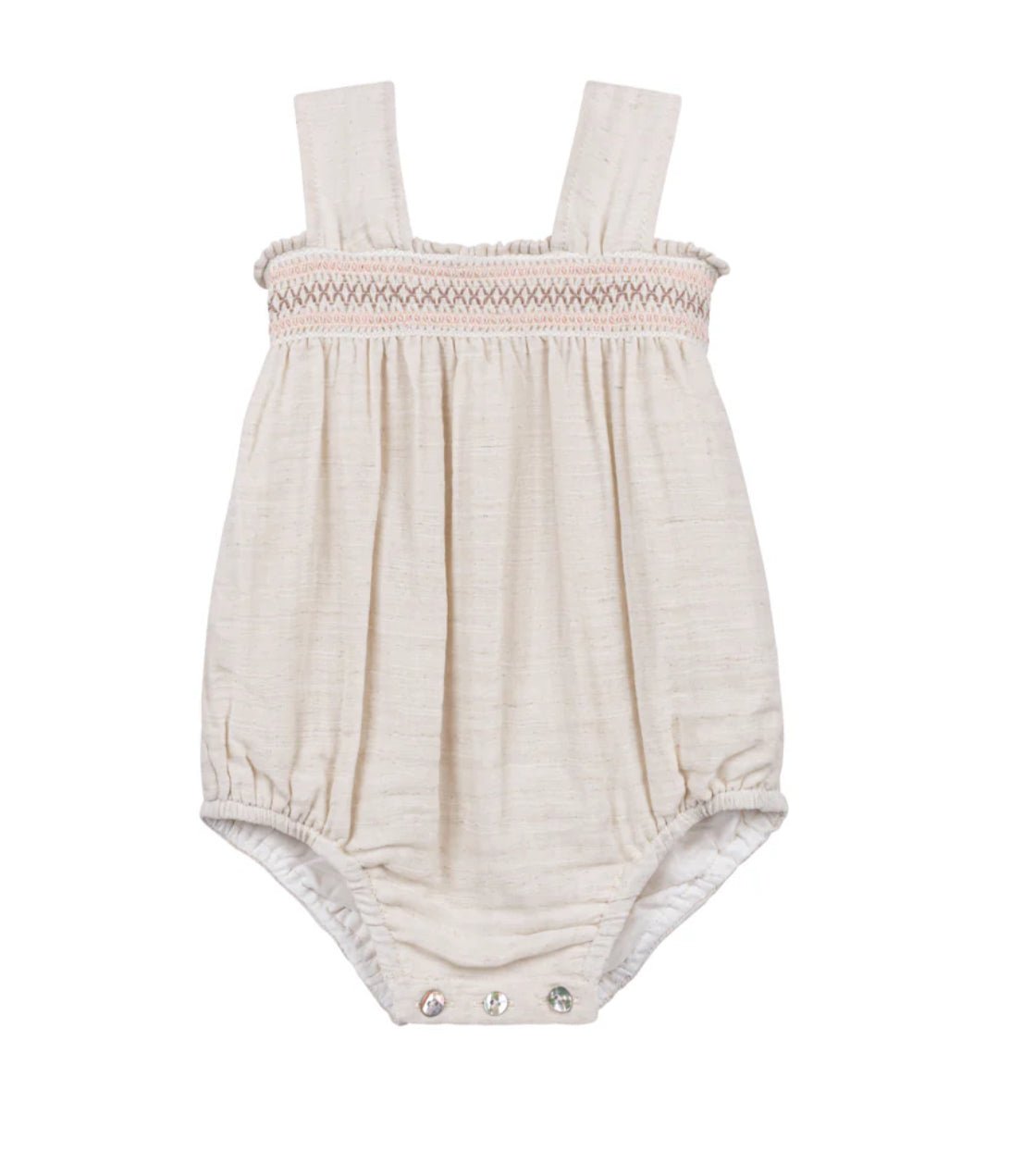 Looms Knits Stitch Collection - Smocked Linen Romper - Natural - Blissful Bundlz