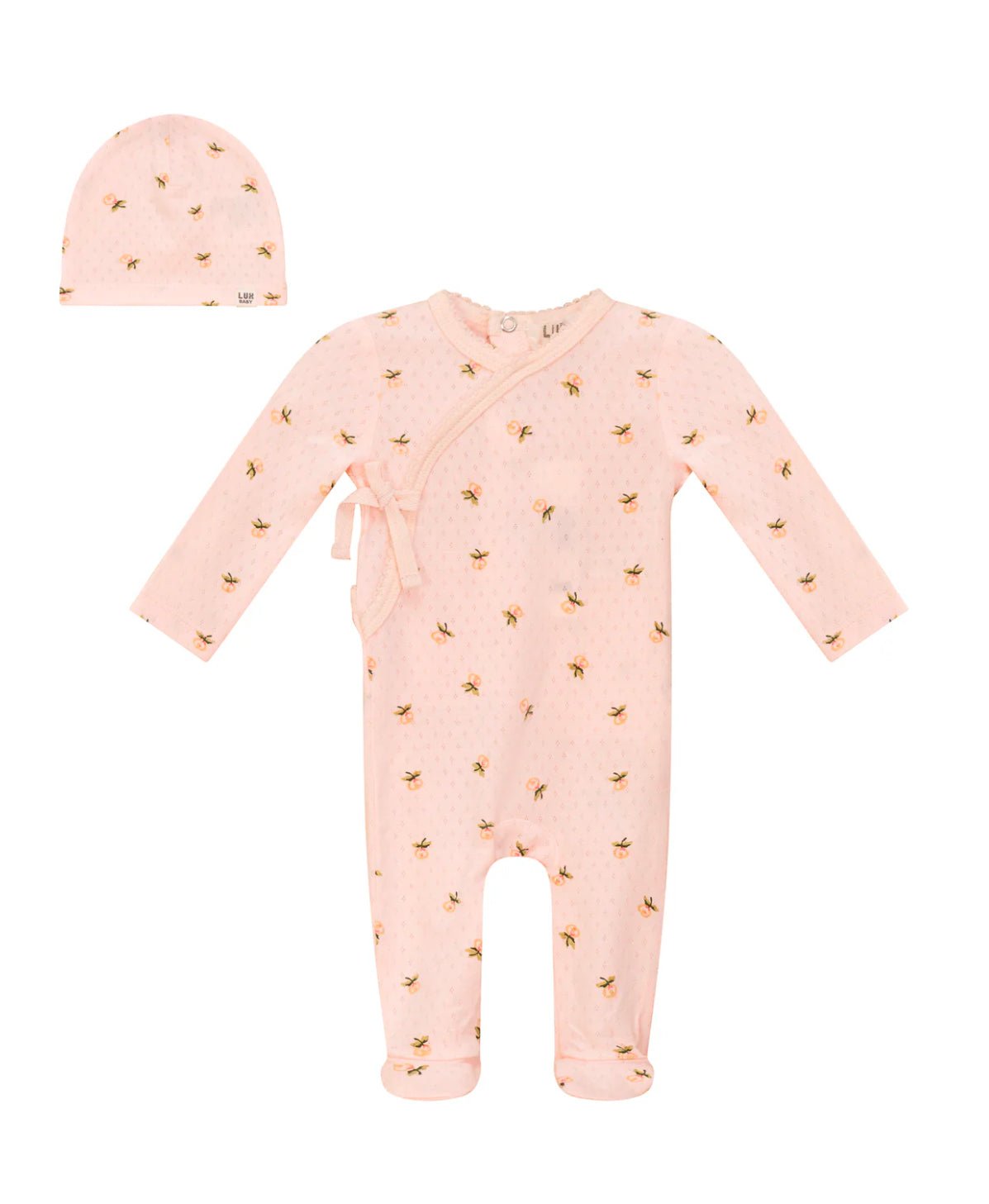 Lux Baby Floral Print Pointelle Jersey Baby Girl Layette Set - Blissful Bundlz