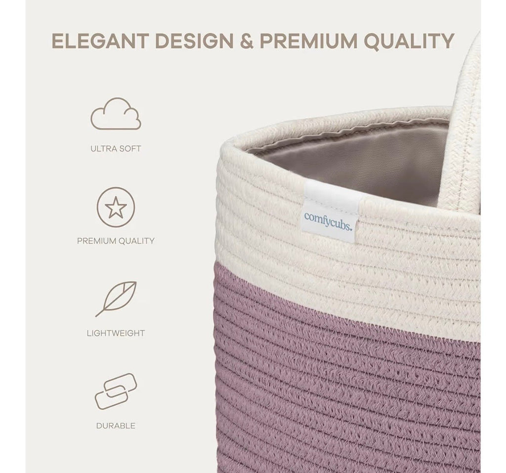 Mauve & White Rope Diaper Caddy - Caddy