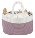 Mauve & White Rope Diaper Caddy - Caddy