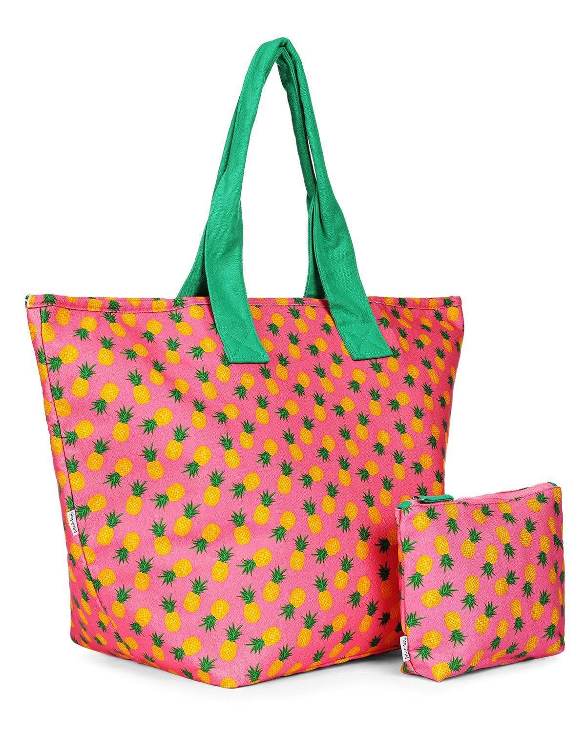 MeMoi Pineapple Makeup and Tote Bag Set - Blissful Bundlz