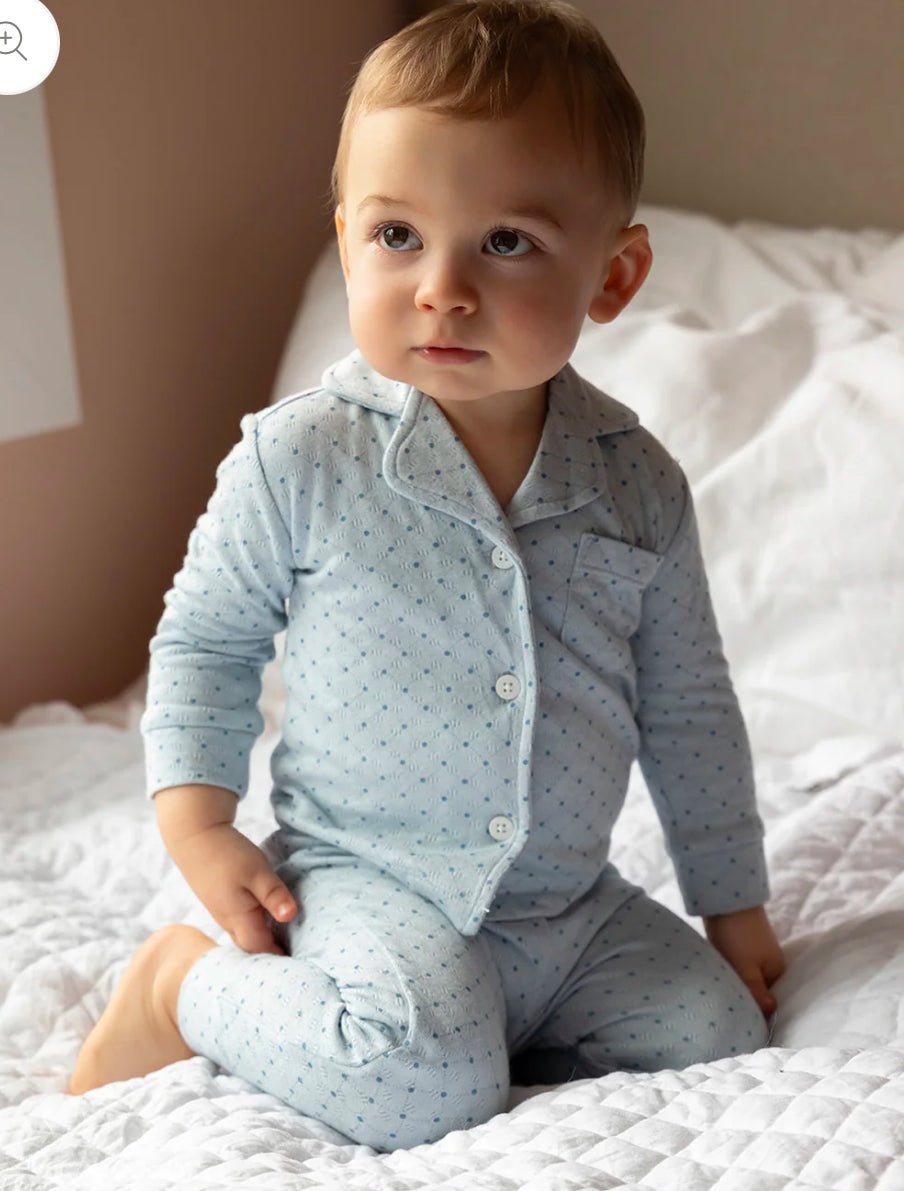 MiniMoí 2 Piece Boys Little Dots Pointelle Pajama Set - Blissful Bundlz