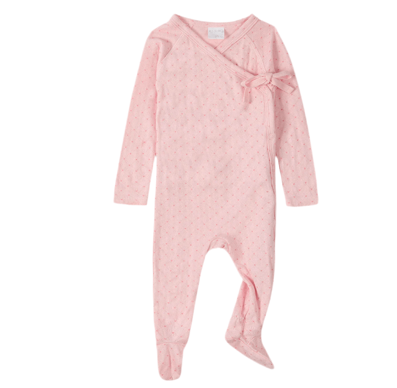 MiniMoí Girls Pink Little Hearts Pointelle Footie - Blissful Bundlz