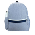 Mint - Navy Seersucker Medium Backpack w/ Pocket | Mint - Blissful Bundlz