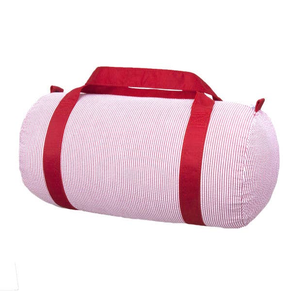 Mint - Red Seersucker Medium Duffle Bag - Duffle Bag