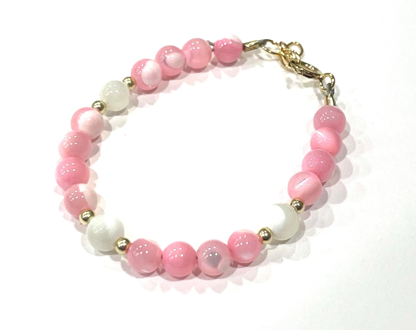 My Little Jewel Light Pink Marble Bead Baby Bracelet - Blissful Bundlz
