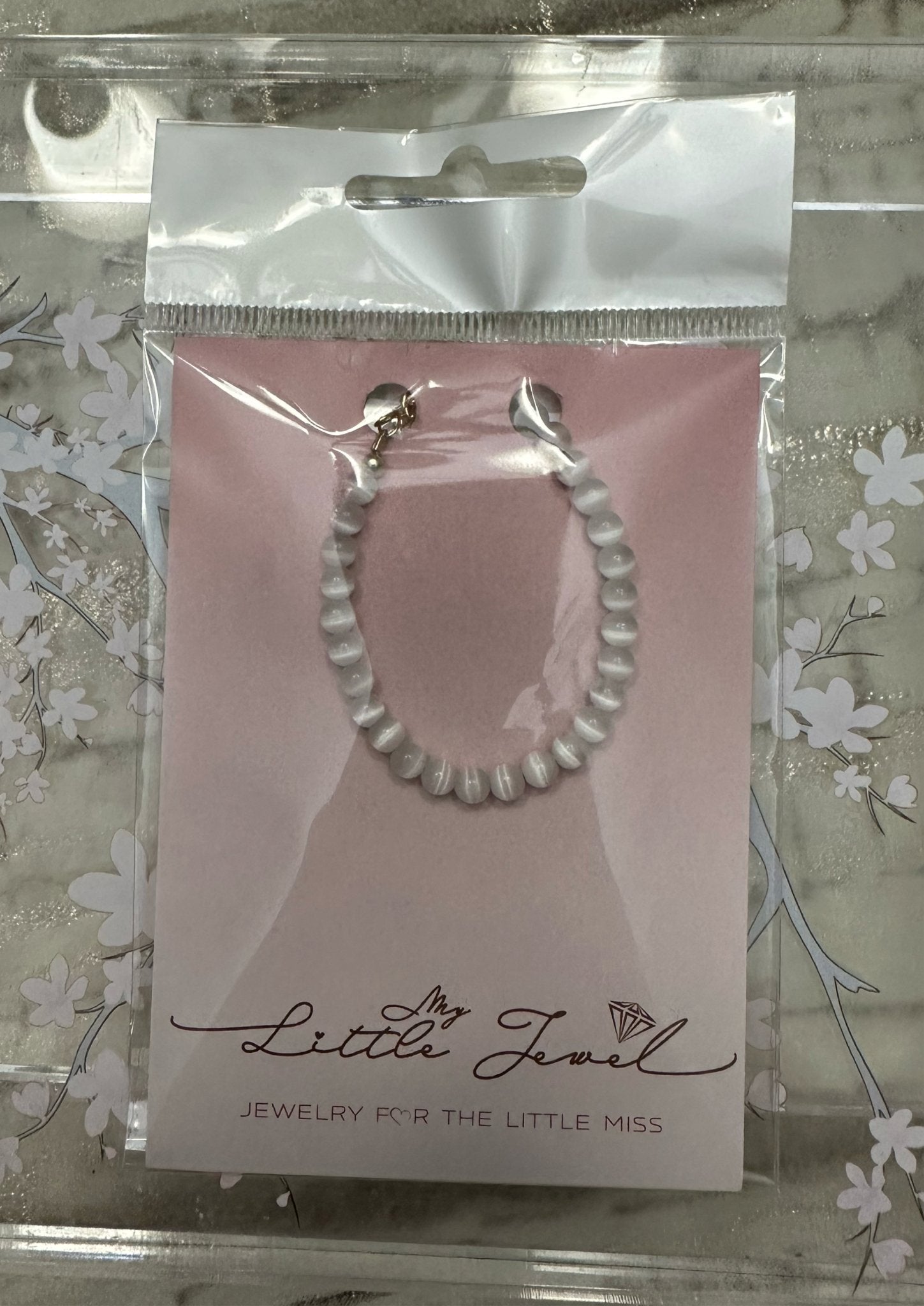 My Little Jewel White Cats Eye Bead Baby Bracelet - Blissful Bundlz