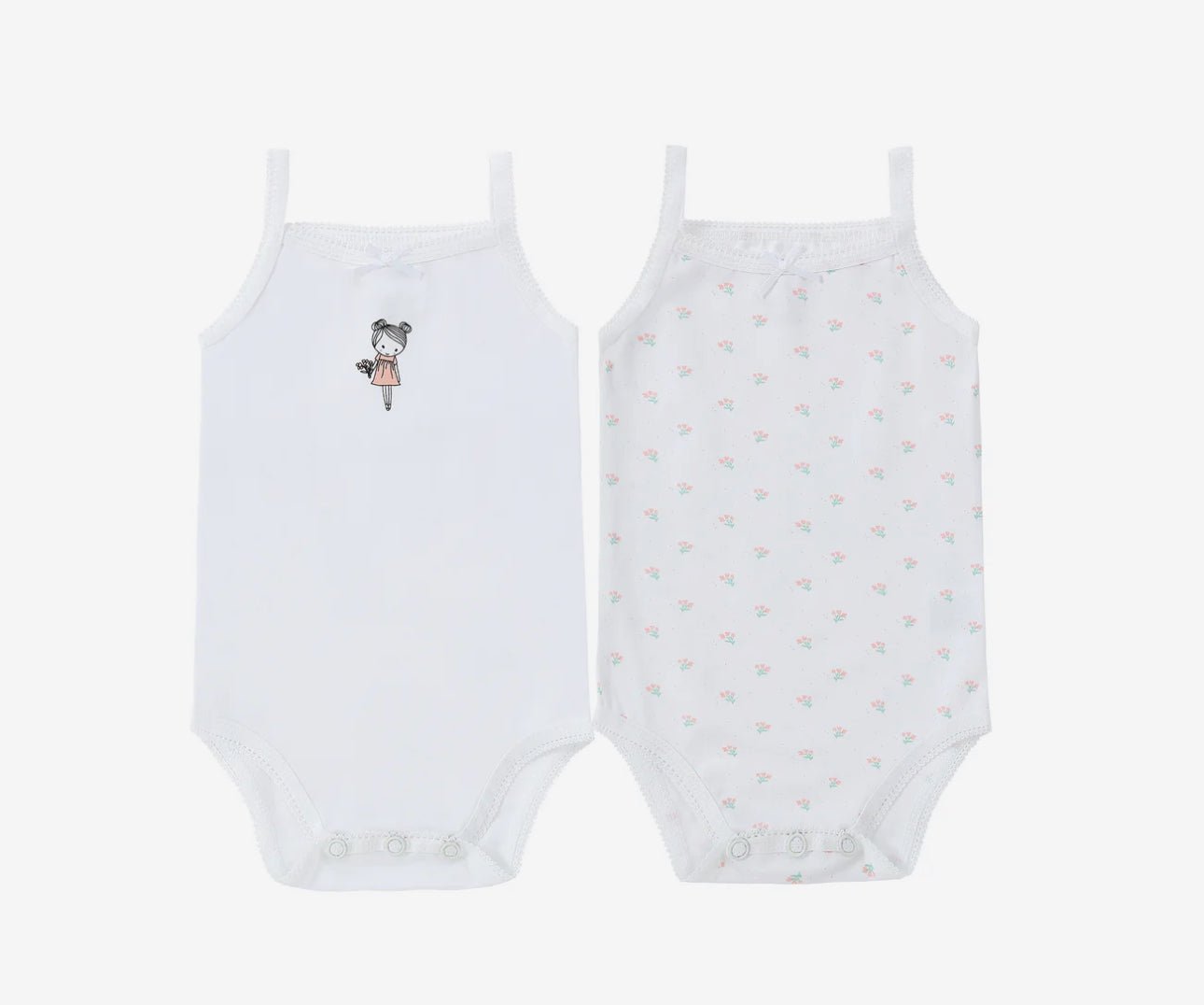 Petit Clair Baby 2pc Undershirt - Doll & Flower Print - Blissful Bundlz
