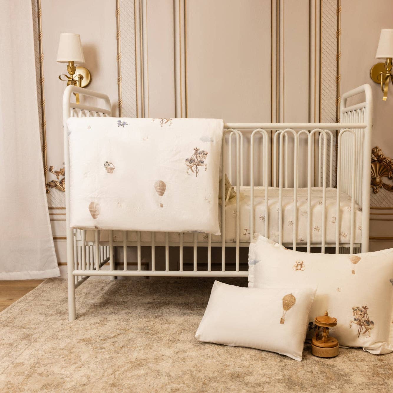 Petite Belle Bebe - Petite Belle Carousel Dreams Crib Set - Sky - Blissful Bundlz