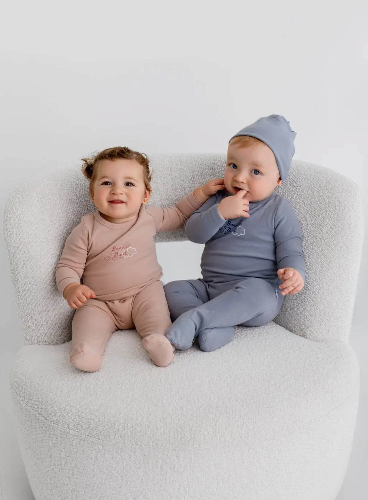 Pouf Baby Bonne Nuit Footie & Beanie - Dusty Blue - Blissful Bundlz