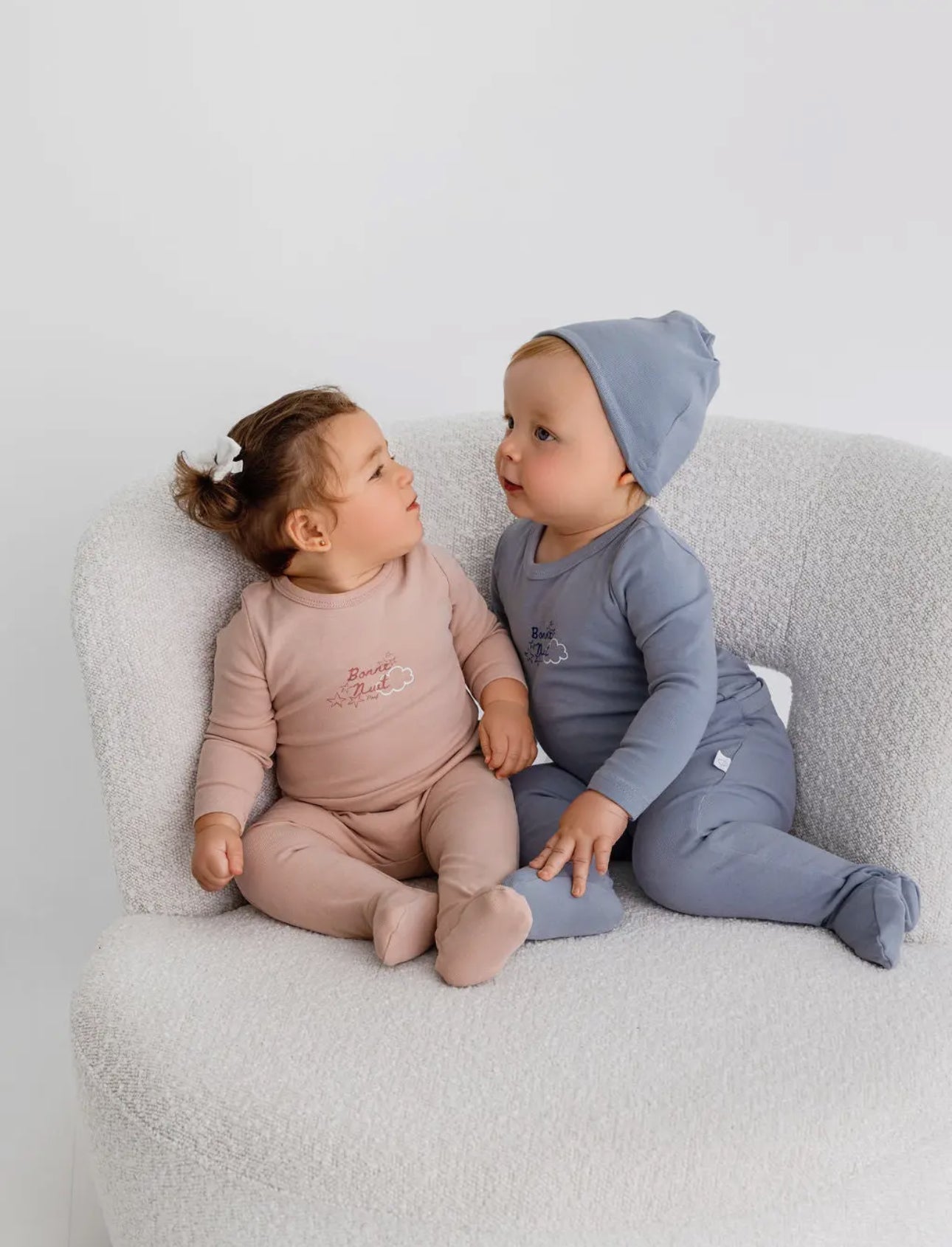 Pouf Baby Bonne Nuit Footie & Beanie - Dusty Pink - Blissful Bundlz