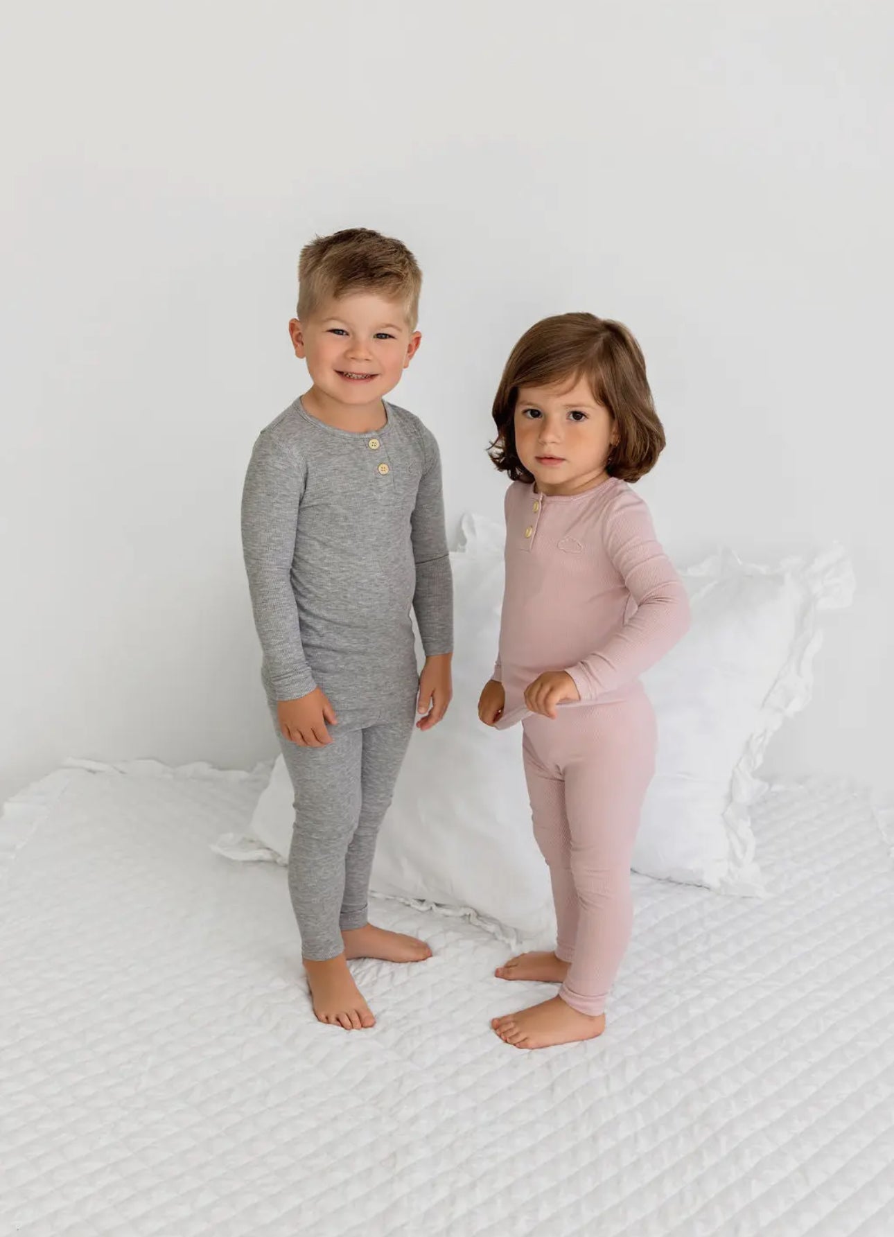 Pouf Baby Henley Pajamas - Blush Pink - Blissful Bundlz