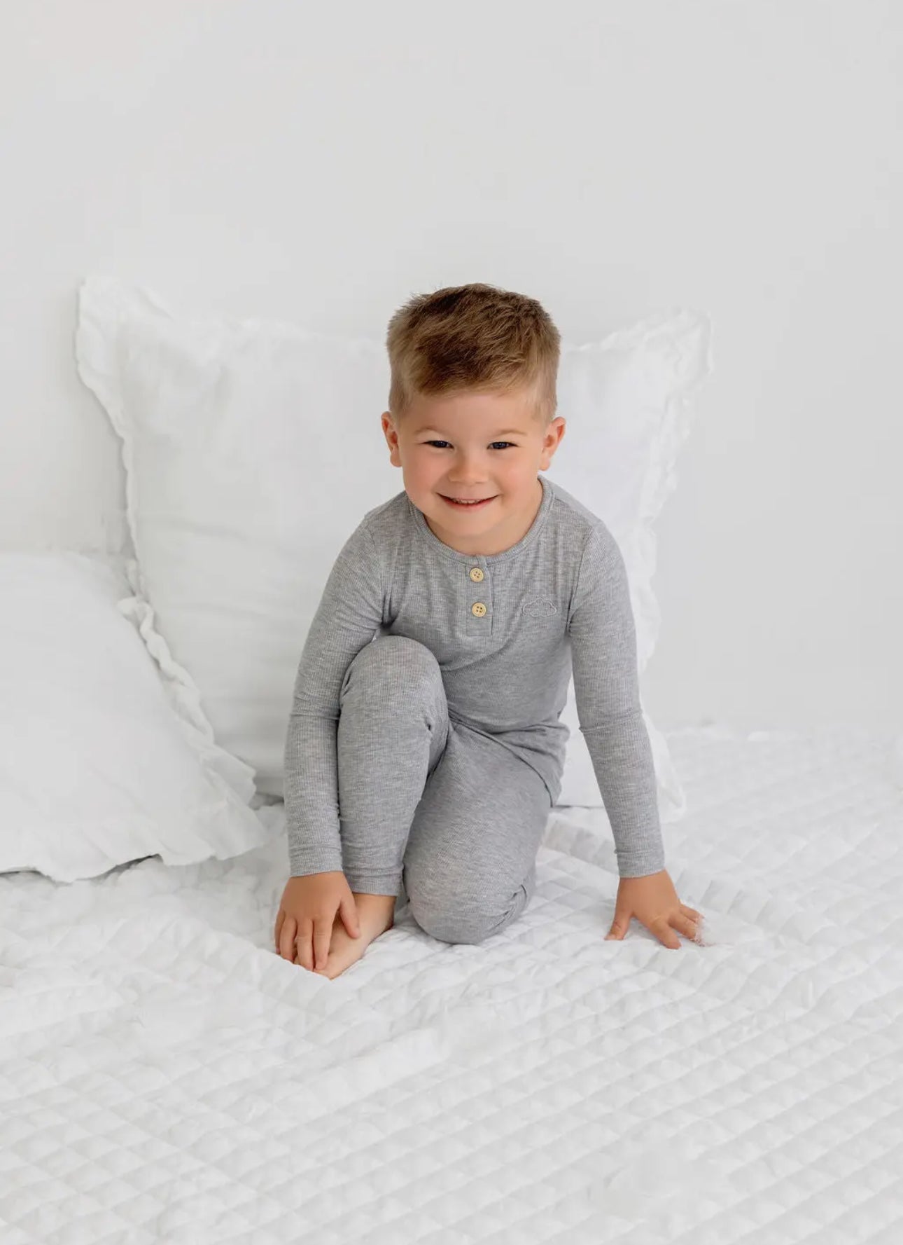 Pouf Baby Henley Pajamas - Grey - Blissful Bundlz