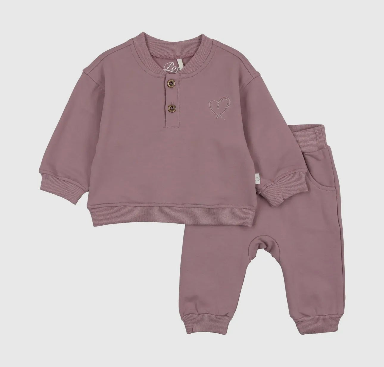 Pouf Baby Henley Sweatsuit - Lavender - Blissful Bundlz