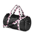 Top Trenz - Black Puffer Duffle Bag Pink White Split Star Strap - Blissful Bundlz