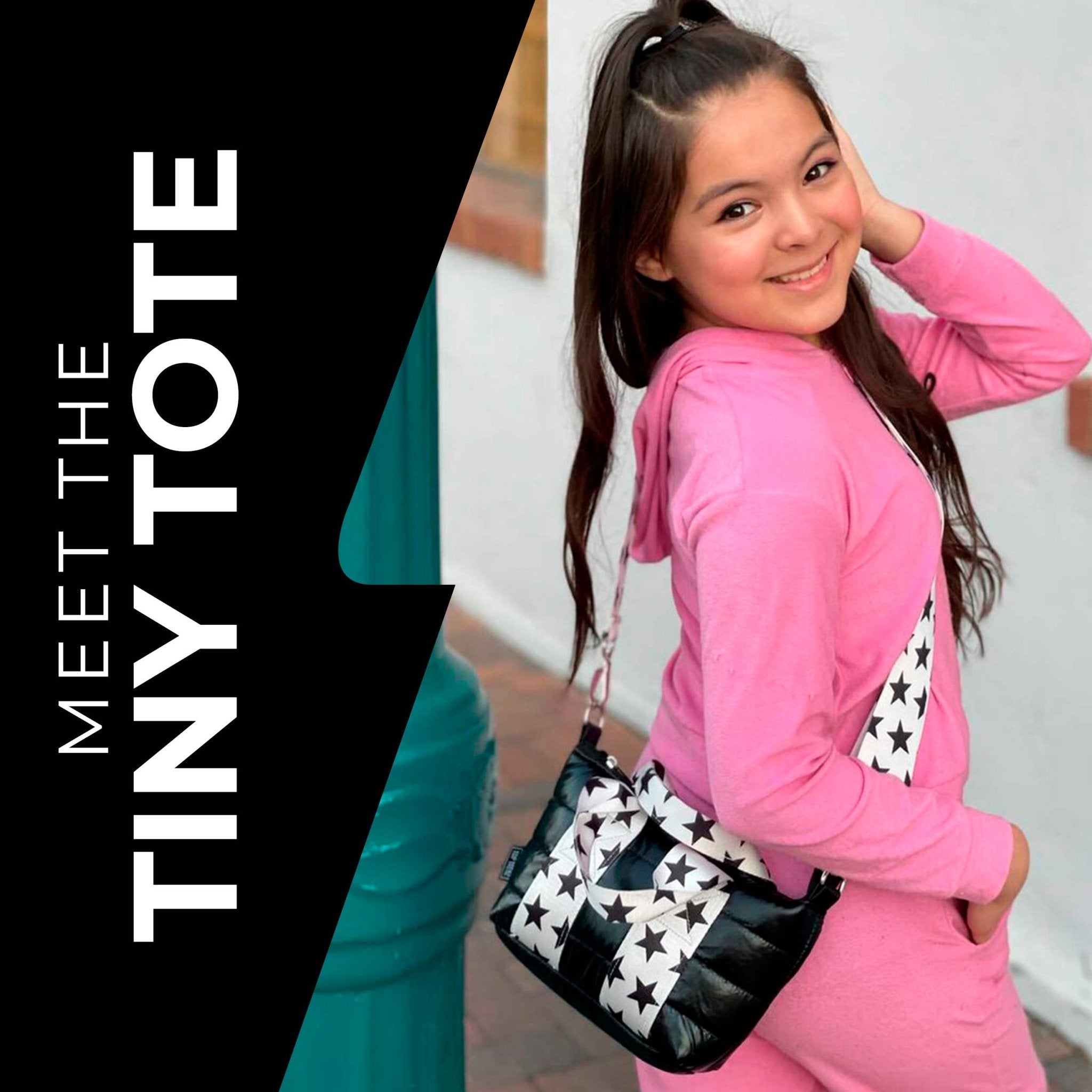 Top Trenz Gunmetal Puffer Tiny Tote Snowflake Star Straps - Blissful Bundlz
