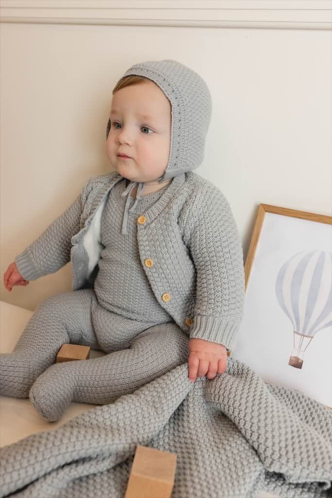 Tricot Bebe Knit Baby Cardigan & Bonnet - Blissful Bundlz