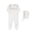 Tricot Bebe Knit Embroidered Footie & Bonnet - Blissful Bundlz